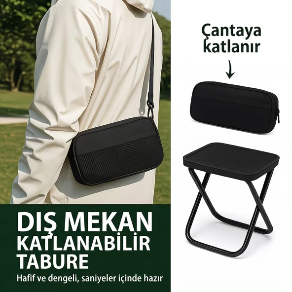 Taşıma Çantalı Portatif Katlanabilir Kamp ve Balıkçı Taburesi - Pratik Mini Sandalye ürün görseli 1