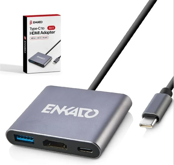 ENKADO EKD-TP43 TYPCE-C TO 3 İN1 HDMI +PD +USB 3,0 ADAPTÖR ürün görseli 1
