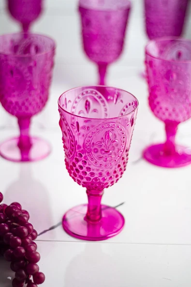 Akrilik Pembe Tekli Kadeh & Su Meşrubat Kahve Yanı Bardağı 450 ml ( Cam Değildir ) ürün görseli 1