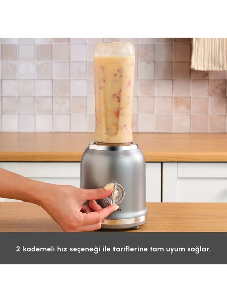 Karaca Retro Personal Kişisel Smoothie Blender Gri - Resim 2