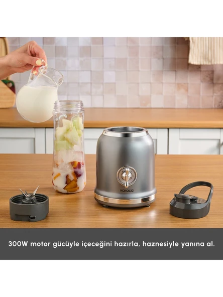 Karaca Retro Personal Kişisel Smoothie Blender Gri - Resim 3