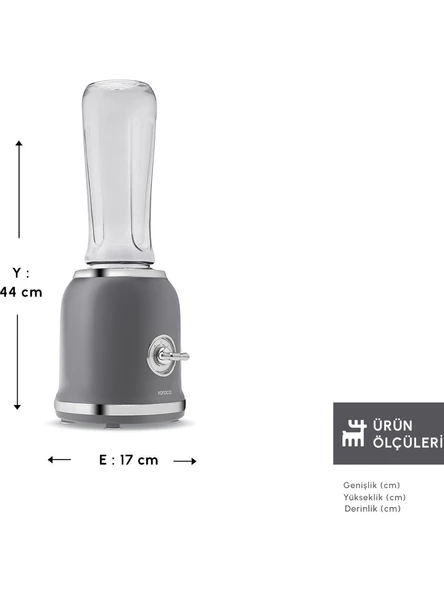 Karaca Retro Personal Kişisel Smoothie Blender Gri - Resim 4