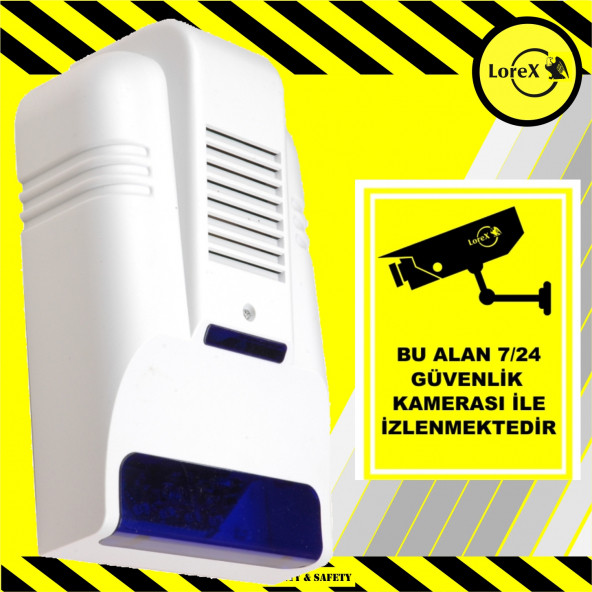 LOREX LR-OS30D Caydırıcı Alarm Sireni - Kamera İle İzlenmektedir Uyarı İkaz Levhası Hediyeli ürün görseli 1