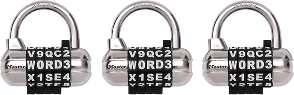 Lock 2-1/2 Inç (64 Mm) Genişliğinde Kendi Kelime Kombinasyonu Asma Kilidi Değiştirilebilir, Çıkarılabilir Kadranlı Set; Siyah; 3 Paket. 1534Ec3 ürün görseli 1