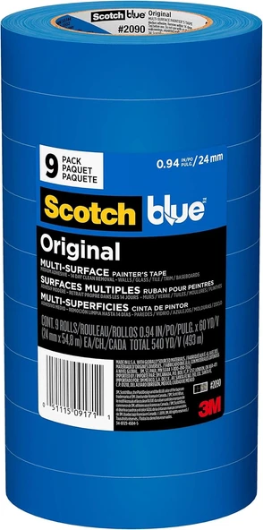 Scotch Ressam Bandı Çok Yüzeyli Ressam Bandı, 0,94 Inç X 60 Yard (Toplam 540 Metre), 2090, 9 Rulo ürün görseli 1