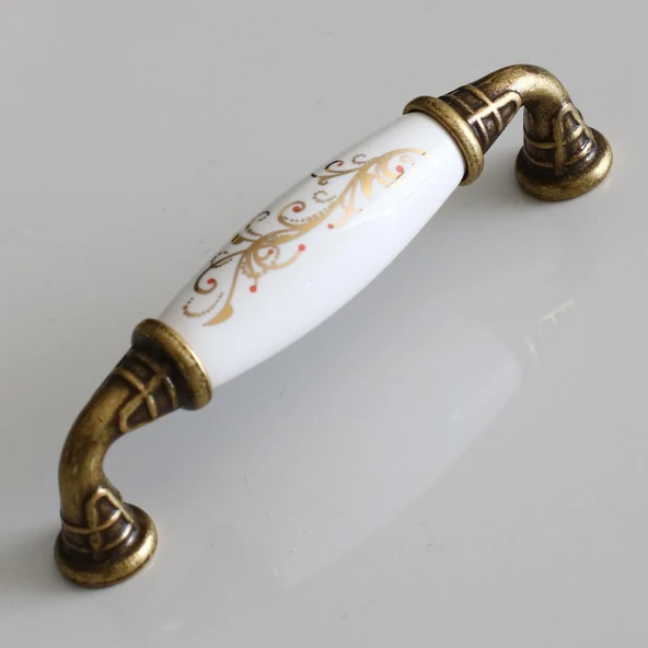 Gerçek Porselen Antik Sarı 96 Mm Mobilya Mutfak Kulp Çekmece Dolap Dolabı Kulplar Kapak Kulpu Kulbu 25603 ürün görseli 1