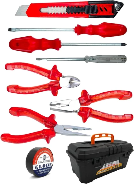 3 Lü Pense Set 3 Lü Tornavida Takımı Elektrik Bandı Falçata+Takım Çanta Set ürün görseli 1