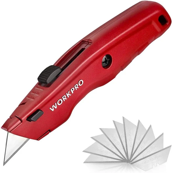 Workpro Wp213017 Ağır Hizmet Alüminyum Gövde Geri Çekilebilir Rötuş Maket Bıçağı + 3 Adet Yedek ürün görseli 1