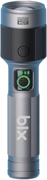 Bix Flashlight Bx2101Fl 30W Led, Max. 1450 Lümen Parlaklık 690 Metreye Kadar Uzun Menzilli Şarj Edilebilir, Led Güç Göstergeli Çok Modlu Acil Durum Kamp Kompakt El Feneri ürün görseli 1