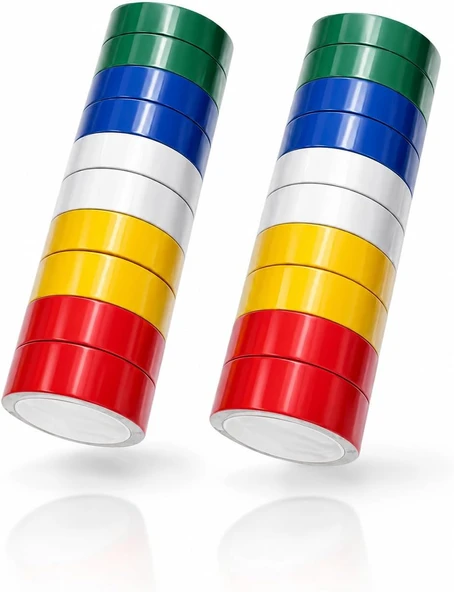20 Adet Renkli Elektrik Bandı Pvc İzole Bantı ürün görseli 1