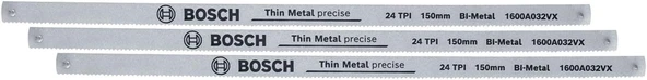 Demir Testeresi Bıçakları Precise 150 Mm, 3 Adet (150 Mm; 24 Tpi; Metal, Plastik Yumuşak Ahşapta Hassas Kesimler Için Bimetal Sağlam Testere Bıçakları; Sertleştirilmiş Dişler) ürün görseli 1