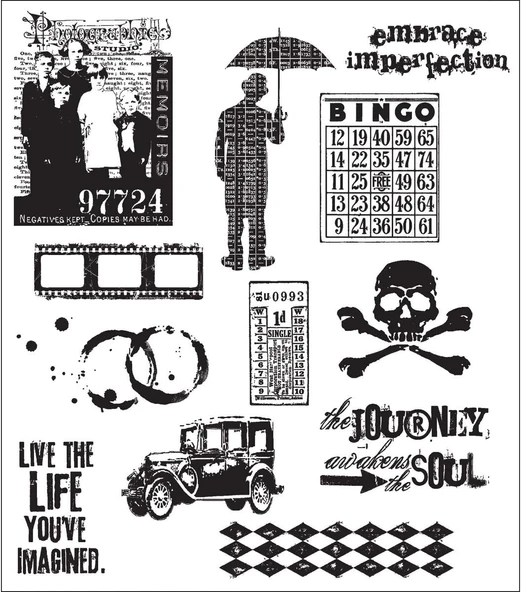 Tim Holtz Cling Stamps 7"X8.5"-Mini Muse -Cms-Lg-63 ürün görseli 1