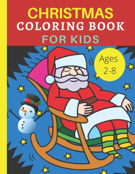 Independently Published Large Print Easy Christmas Coloring Book For Kids Ages 2-8, Great Gift For Christmas, Features Snow Man, Christmas Tree, Sweets And More.: Toddlers Coloring Book ürün görseli 1