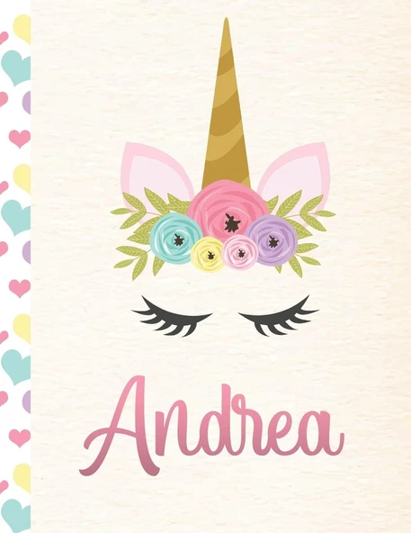 Andrea: Personalized Unicorn Sketchbook For Girls With Pink Name - 8.5X11 110 Pages. Doodle, Sketch, Create! ürün görseli 1