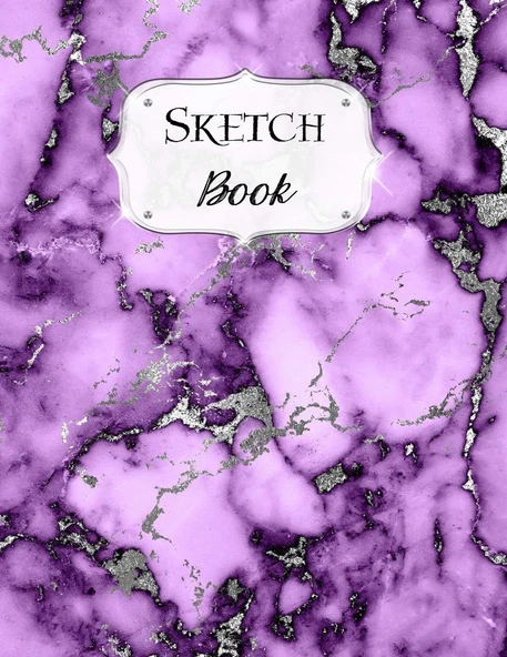 Sketch Book: Marble | Sketchbook | Scetchpad For Drawing Or Doodling | Notebook Pad For Creative Artists | #7 | Purple Silver ürün görseli 1