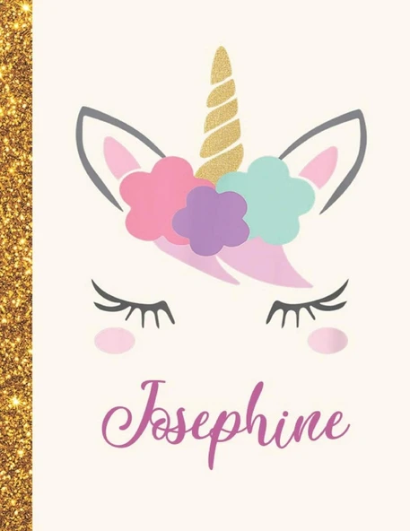 Josephine: Josephine Unicorn Personalized Black Paper Sketchbook For Girls And Kids To Drawing And Sketching Doodle Taking Note Marble Size 8.5 X 11 ürün görseli 1