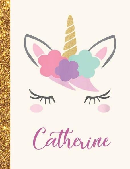 Catherine: Catherine Unicorn Personalized Black Paper Sketchbook For Girls And Kids To Drawing And Sketching Doodle Taking Note Marble Size 8.5 X 11 ürün görseli 1