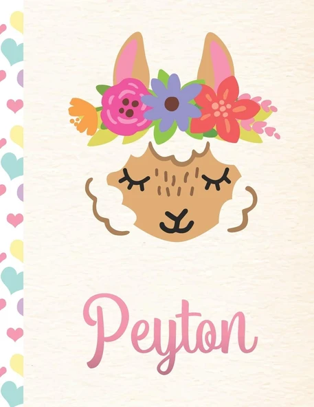 Peyton: Personalized Llama Sketchbook For Girls With Pink Name - 8.5X11 110 Pages. Doodle, Draw, Sketch, Create! ürün görseli 1