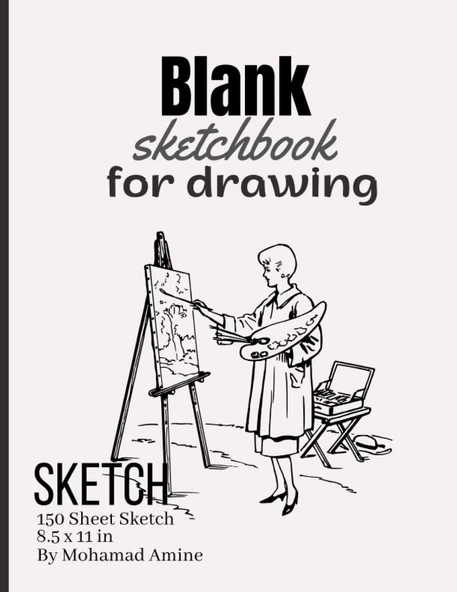 Blank Sketchbook For Drawing 150 Sheets (8.5" X 11) For Boys And Men: Drawing Book For Children And Men Sketchbook With Blank Papers. Notebook Blank Sketchbook For Drawing. ürün görseli 1