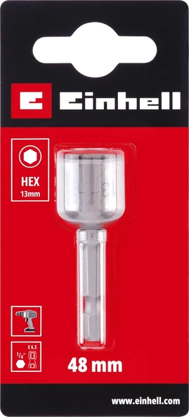 Manyetik Lokma Ucu, 13 Mm (Krom Vanadyum Çelik, 48 Mm, E 6.3/1⁄4”, Vidalama Montaj İşleri İçin) - 49135140 ürün görseli 1