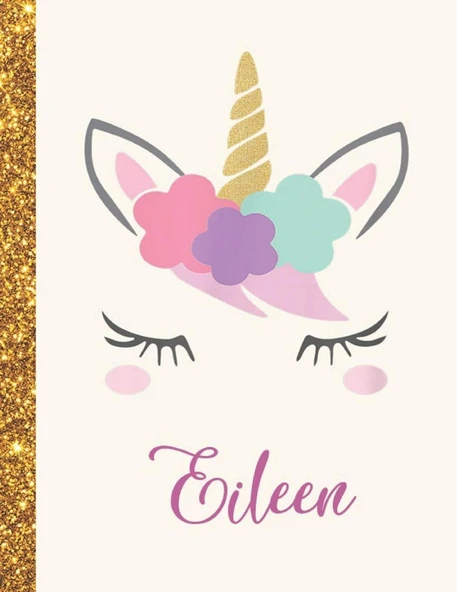 Eileen: Eileen Unicorn Personalized Black Paper Sketchbook For Girls And Kids To Drawing And Sketching Doodle Taking Note Marble Size 8.5 X 11 ürün görseli 1