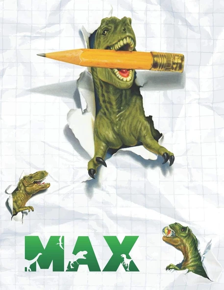 Max: Personalized Dinosaur Sketchbook For Boys. 8.5"X11" 110 Pages. Doodle, Draw, Sketch, Create, Dino! ürün görseli 1