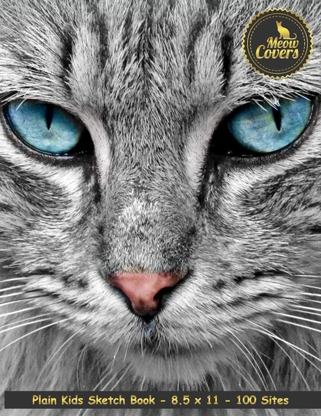 Meow Covers Plain Kids Sketch Book - 8.5 X 11 - 100 Sites: Notebook With Empty Paper - Perfect Colouring Book, Drawing, Painting Book For Children, Kids Or Students ürün görseli 1