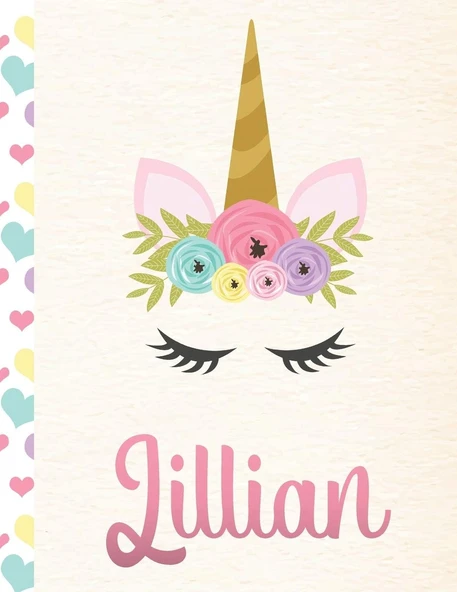 Lillian: Personalized Unicorn Sketchbook For Girls With Pink Name - 8.5X11 110 Pages. Doodle, Sketch, Create! ürün görseli 1