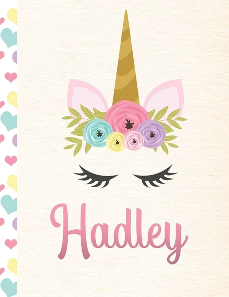 Hadley: Personalized Unicorn Sketchbook For Girls With Pink Name - 8.5X11 110 Pages. Doodle, Sketch, Create! ürün görseli 1