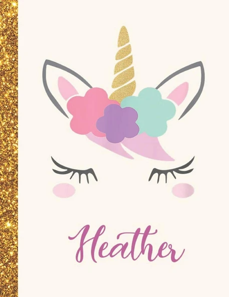 Heather: Heather Unicorn Personalized Black Paper Sketchbook For Girls And Kids To Drawing And Sketching Doodle Taking Note Marble Size 8.5 X 11 ürün görseli 1