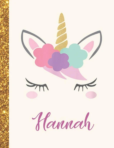 Hannah: Hannah Unicorn Personalized Black Paper Sketchbook For Girls And Kids To Drawing And Sketching Doodle Taking Note Marble Size 8.5 X 11 ürün görseli 1