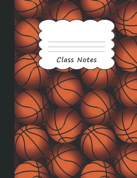 Class Notes: Basketball Large Primary Sketchbook Paper | Creative B-Ball Pattern Cover | Team Player That Shoot Hoops, & Game Day Coaches | ... Pad Sketch Book| Create & Learn To Draw ürün görseli 1