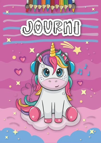 Journi: Personalized Coloring Book For Journi | Theme: Unicorn | Birthday Gift For Girl, Daughter ... | Ages: 4-8 | 25 Unicorn Designs With Name Journi, Large Size A4 (Ca. 8.5 X 11 Inches) ürün görseli 1