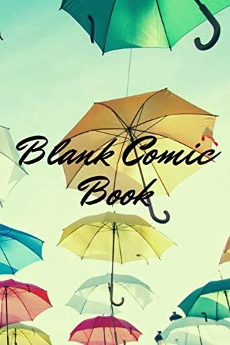 Blank Comic Book (Cover With Colored Umbrellas) - Drawing/Comic Book - Draw Your - Suitable For Kids Or Adults (Bos And Girls) - Sketch Your In Colors - Gift Idea For Lovers Of Drawing ürün görseli 1