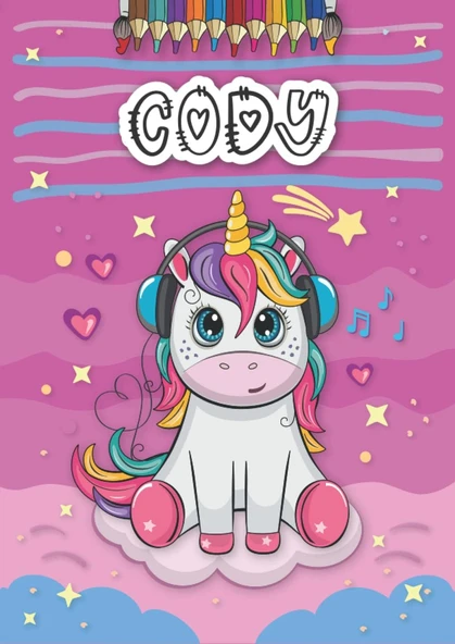 Independently Published Cody: Personalized Coloring Book For Cody | Theme: Unicorn | Birthday Gift For Girl, Daughter ... | Ages: 4-8 | 25 Unicorn Designs With Name Cody, Large Size A4 (Ca. 8.5 X 11 ürün görseli 1