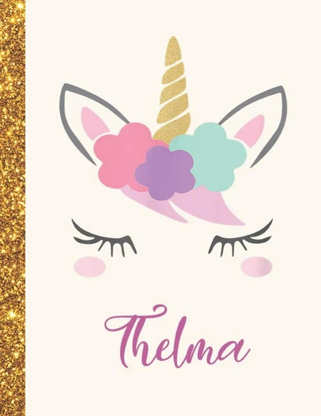 Thelma: Thelma Unicorn Personalized Black Paper Sketchbook For Girls And Kids To Drawing And Sketching Doodle Taking Note Marble Size 8.5 X 11 ürün görseli 1