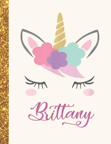 Brittany: Brittany Unicorn Personalized Black Paper Sketchbook For Girls And Kids To Drawing And Sketching Doodle Taking Note Marble Size 8.5 X 11 ürün görseli 1