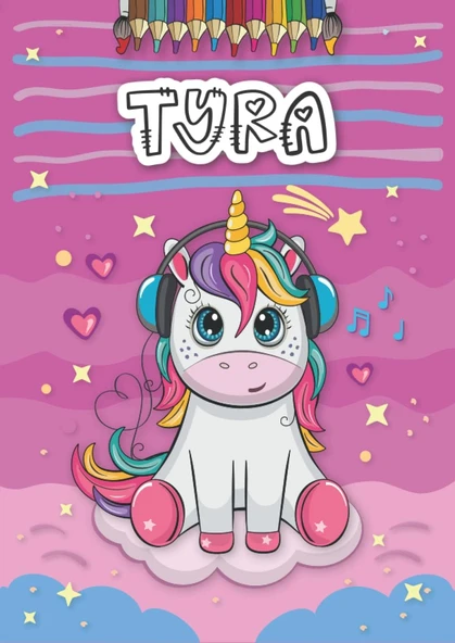 Independently Published Tyra: Personalized Coloring Book For Tyra | Theme: Unicorn | Birthday Gift For Girl, Daughter ... | Ages: 4-8 | 25 Unicorn Designs With Name Tyra, Large Size A4 (Ca. 8.5 X 11 ürün görseli 1