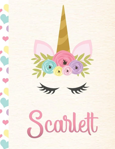 Scarlett: Personalized Unicorn Sketchbook For Girls With Pink Name - 8.5X11 110 Pages. Doodle, Sketch, Create! ürün görseli 1
