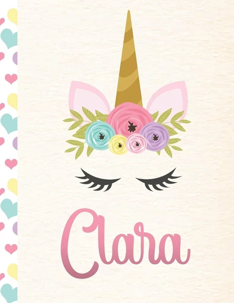 Clara: Personalized Unicorn Sketchbook For Girls With Pink Name - 8.5X11 110 Pages. Doodle, Sketch, Create! ürün görseli 1