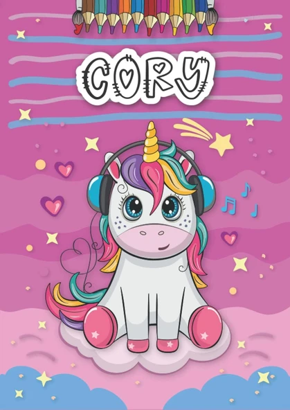 Independently Published Cory: Personalized Coloring Book For Cory | Theme: Unicorn | Birthday Gift For Girl, Daughter ... | Ages: 4-8 | 25 Unicorn Designs With Name Cory, Large Size A4 (Ca. 8.5 X 11 ürün görseli 1