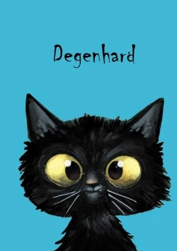 Degenhard: Personalisiertes Notizbuch, Din A5, 80 Blanko Seiten Mit Kleiner Katze Auf Jeder Rechten Unteren Seite. Durch Vornamen Auf Dem Cover, Eine ... Coverfinish. Über 2500 Namen Bereits Verf ürün görseli 1