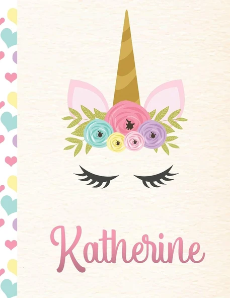Katherine: Personalized Unicorn Sketchbook For Girls With Pink Name - 8.5X11 110 Pages. Doodle, Sketch, Create! ürün görseli 1