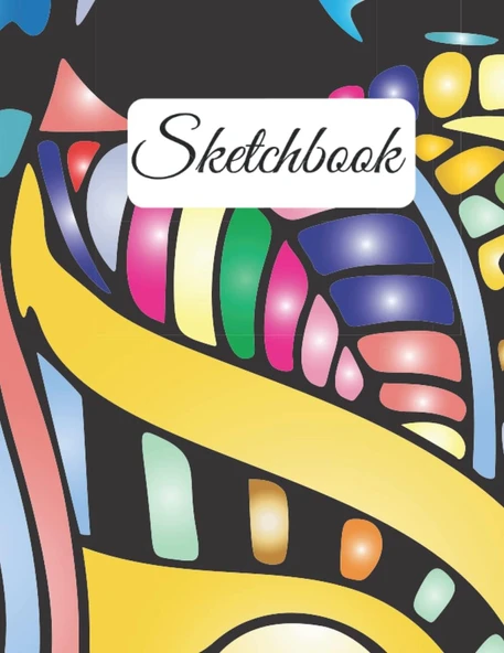 Sketchbook: Colorful Vibrant Themed Cover Book For Drawing, Doodling, And Writing - Geometric Illustration Cover - 8.5" X 11" 180 Pages ürün görseli 1