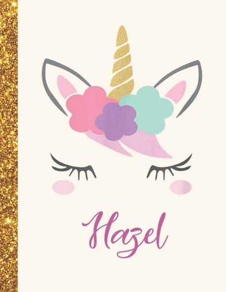 Hazel: Hazel Unicorn Personalized Black Paper Sketchbook For Girls And Kids To Drawing And Sketching Doodle Taking Note Marble Size 8.5 X 11 ürün görseli 1