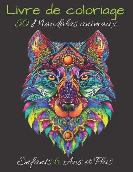 Independently Published Livre De Coloriage 50 Mandalas Animaux Enfant 6 Ans Et Plus: Livre À Colorier | 50 Mandalas Sur Fond Noir | Soulager Les Dessins D'Animaux .Livre De ... Chevaux, Chiens, Chats ürün görseli 1