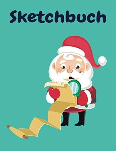 Sketchbuch: Weihnachtsmann Heft Mit Den Blanko Seiten Für Skizzen Zeichnen Und Malen - Tolles Adventsgeschenk ürün görseli 1