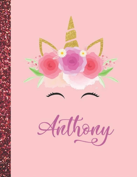 Anthony: Anthony Marble Size Unicorn Sketchbook Personalized White Paper For Girls And Kids To Drawing And Sketching Doodle Taking Note Size 8.5 X 11 ürün görseli 1