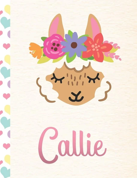 Callie: Personalized Llama Sketchbook For Girls With Pink Name - 8.5X11 110 Pages. Doodle, Draw, Sketch, Create! ürün görseli 1