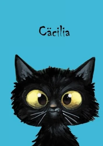 Cäcilia: Personalisiertes Notizbuch, Din A5, 80 Blanko Seiten Mit Kleiner Katze Auf Jeder Rechten Unteren Seite. Durch Vornamen Auf Dem Cover, Eine ... Coverfinish. Über 2500 Namen Bereits Verf ürün görseli 1